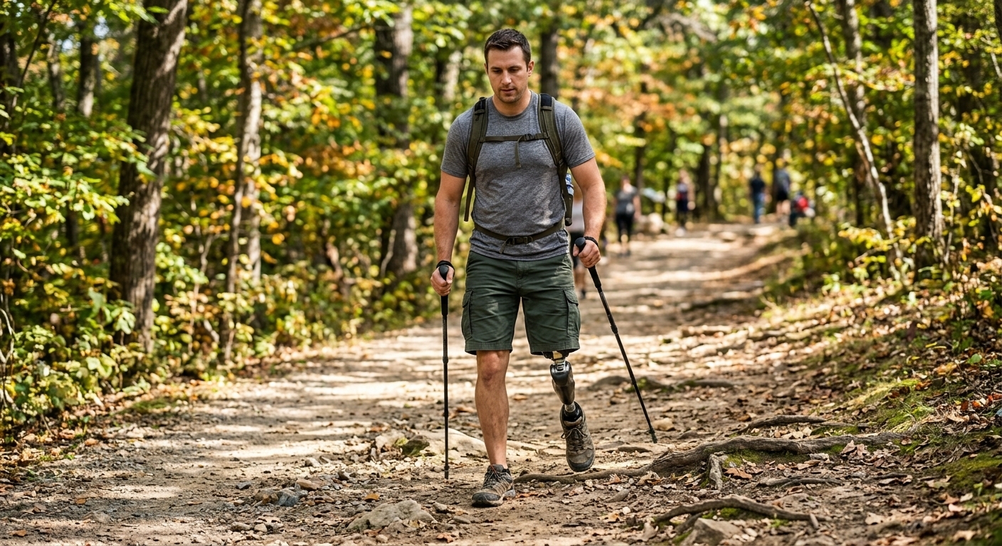 Above-knee prosthetic user walking with a microprocessor-controlled prosthetic knee
